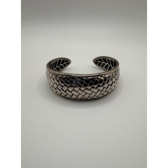 6" x 25mm BBJ Heavy Solid Sterling Silver Woven Cuff Bracelet, Thailand - Picture 1 of 4